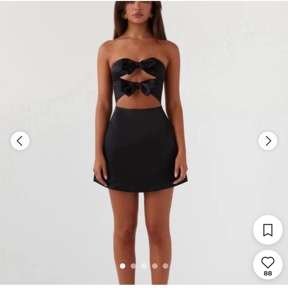 Peppermayo Elegant Black Bow Cutout Dress in Size 8